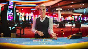 Dream Gaming Baccarat table showing banker, player, and tie prediction buttons